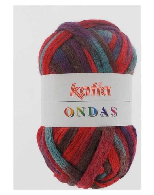 Laine katia Ondas bleu/rouge/mauve/marron