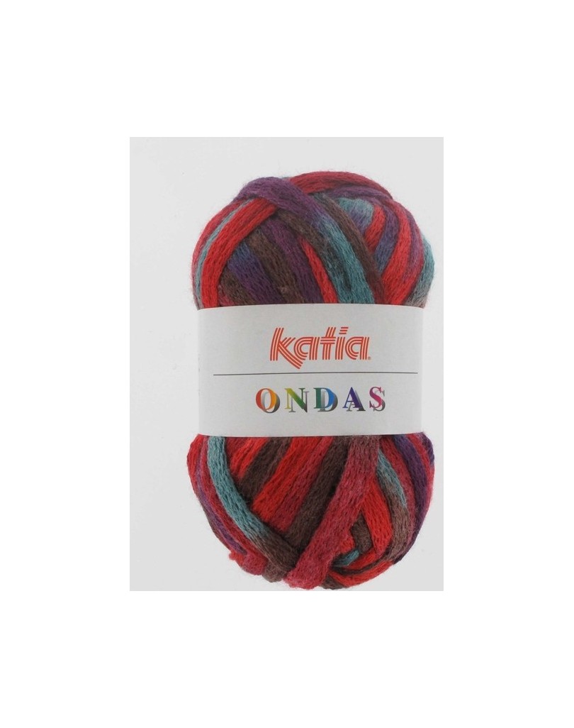 Laine katia Ondas bleu/rouge/mauve/marron