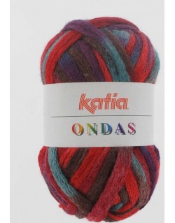 Laine katia Ondas bleu/rouge/mauve/marron