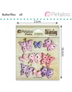 Papillon bleu, rose pastel 