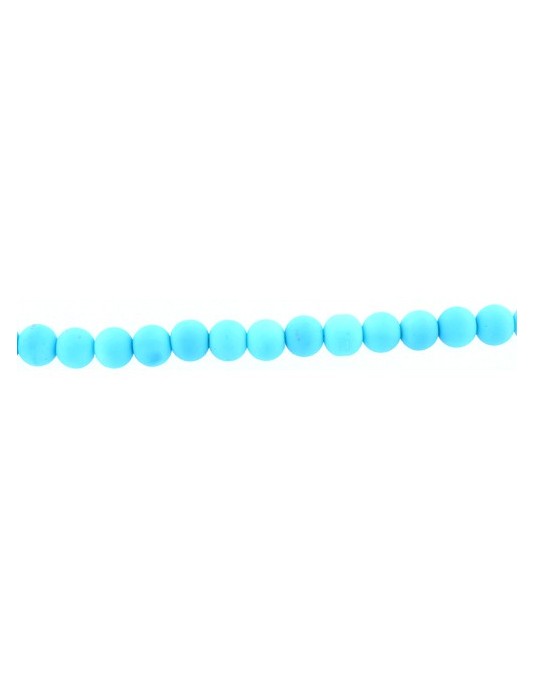 Perles en verre mat 8mm bleu