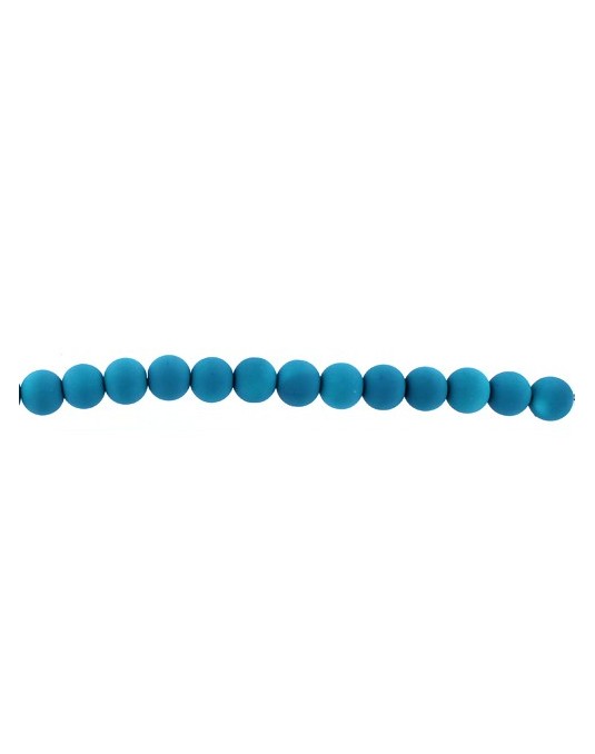 Perles en verre mat 8mm bleu turquoise