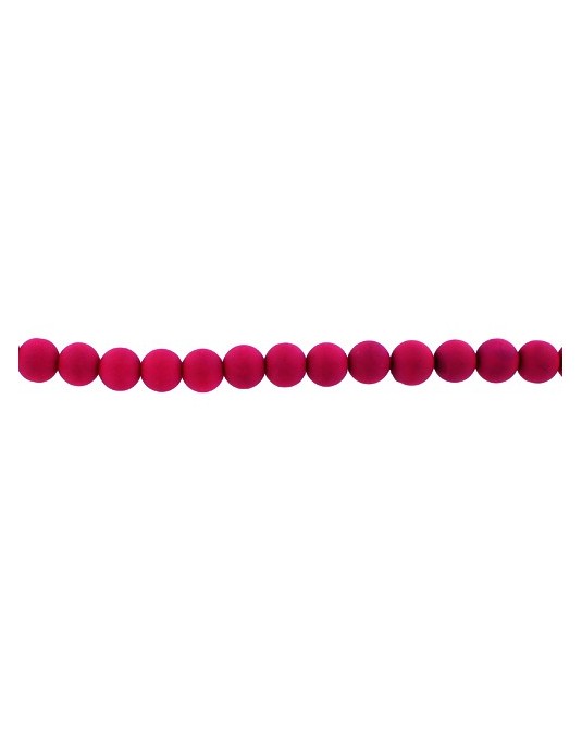 Perles en verre mat 14 fuchsia