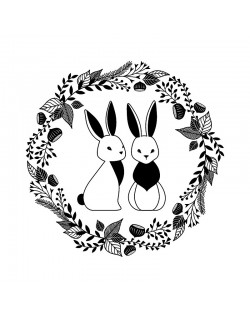 Tampon bois 2 lapins artémio